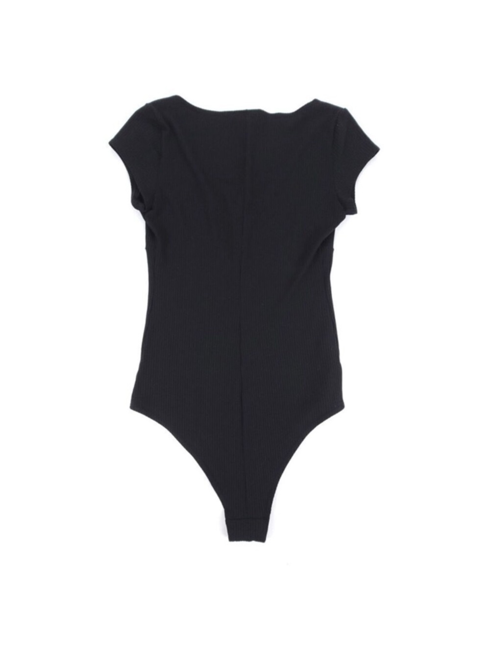 Reformation Black Ribbed Button-Front Bodysuit - Picture 5 of 6